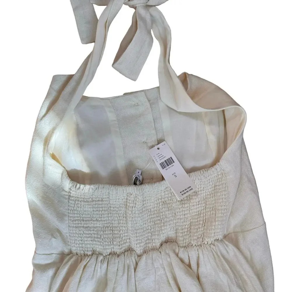 Anthropologie WeWorewhat Cream Women Button Front Linen-Blend Maxi Dress Size‎ S - Picture 7 of 10